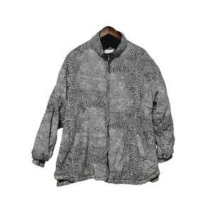 Casual Corner Silk Jacket Women's Size XL Animal Print Pockets Full-Zip Vintage
